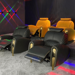 Luxurious Home Theater Setup with Recliner Seats